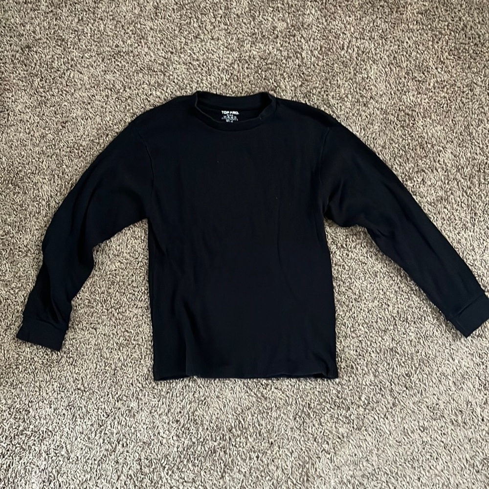 Men’s Black Long Sleeve Waffle Thermal - Medium